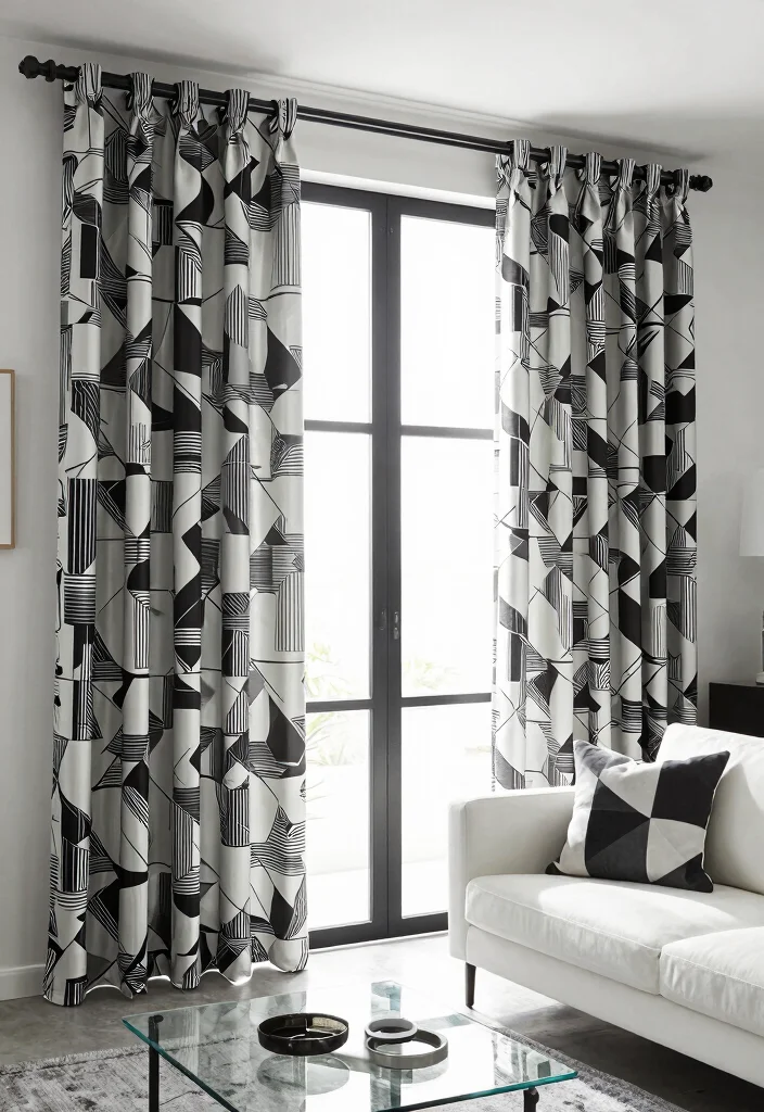 17 Sliding Door Curtains 2026 Trending Ideas That Flow Beautifully - 7. Geometric Patterns: Modern Chic 1