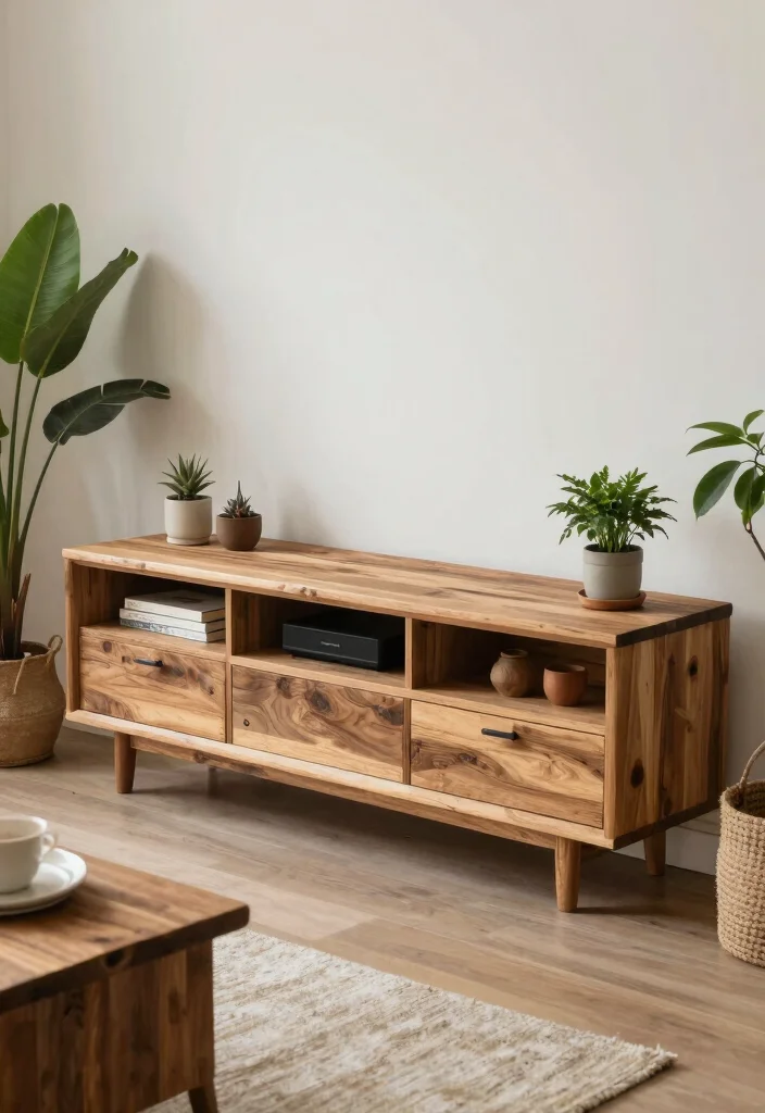 17 TV Unit Table Ideas With Stylish Storage - 17. Eco-friendly TV Units Made from Sustainable Materials 1