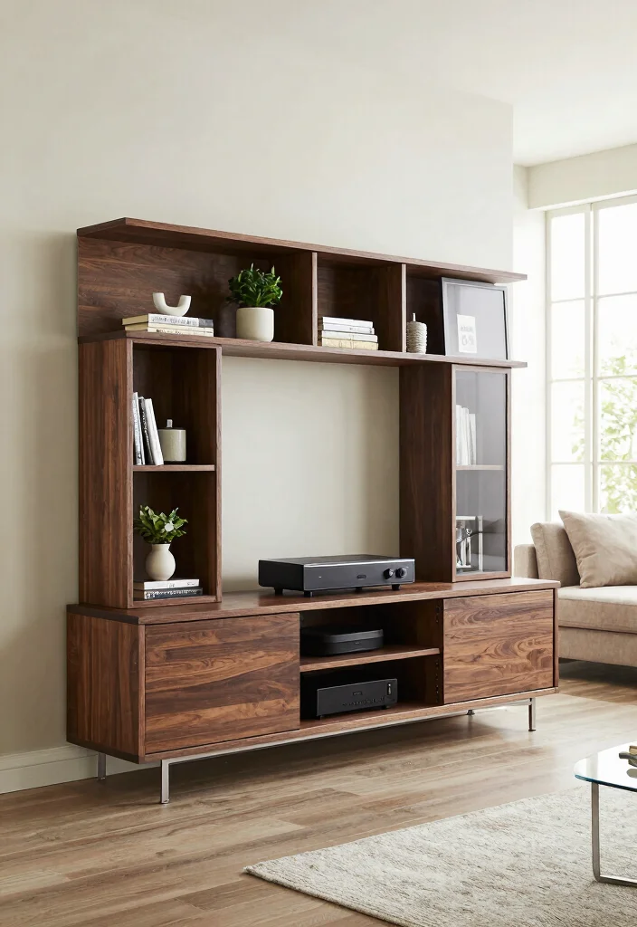 17 TV Unit Table Ideas With Stylish Storage - 2. Multi-level TV Units for Dynamic Storage 1