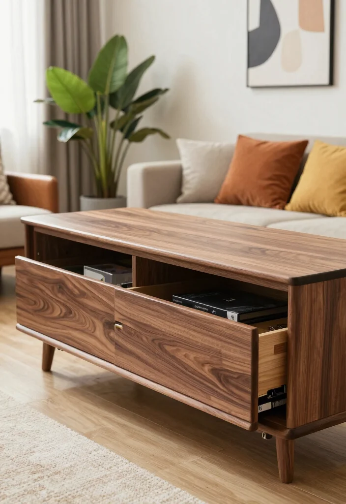 17 TV Unit Table Ideas With Stylish Storage - 4. Elegant Wood Finishes for Warmth 1