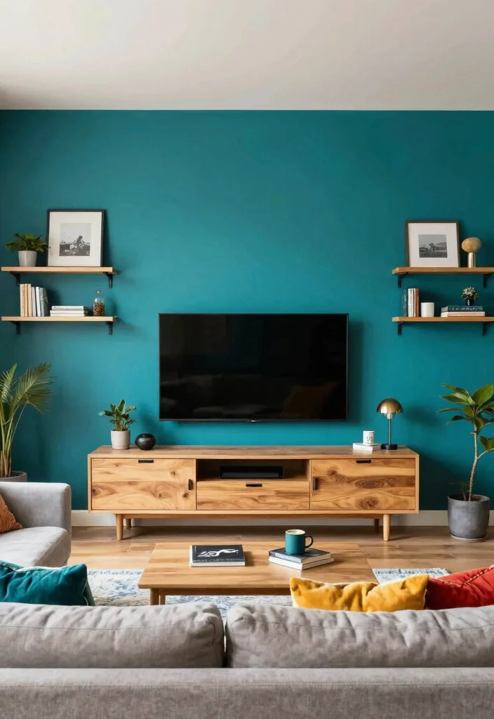 17 Wall TV Unit Design 2026 Trending Ideas That Elevate Your Living Room - 12. Colorful Walls to Frame Your TV 1