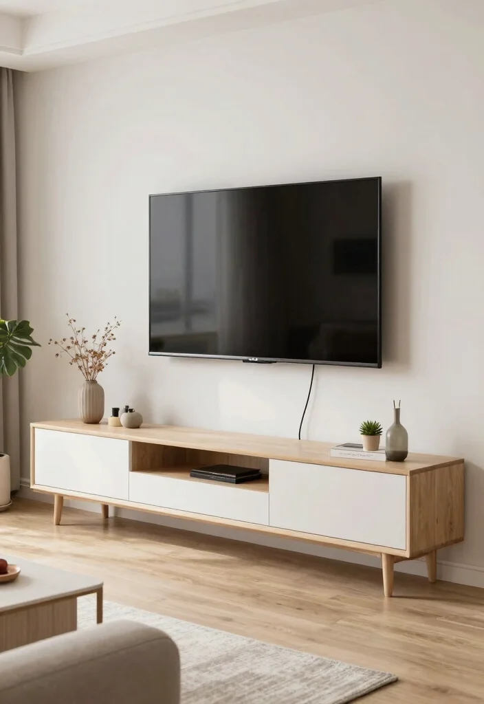 17 Wall TV Unit Design 2026 Trending Ideas That Elevate Your Living Room - 16. Aesthetically Integrated Cables 1