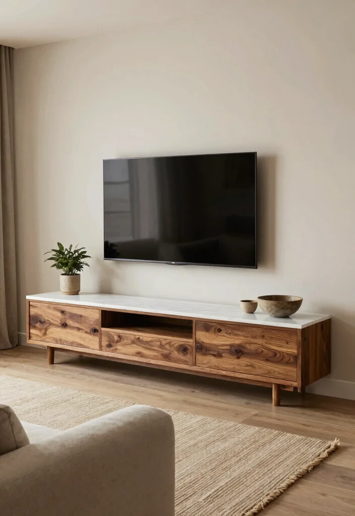 17 Wall TV Unit Design 2026 Trending Ideas That Elevate Your Living Room - 3. Minimalist Designs with Natural Materials 1