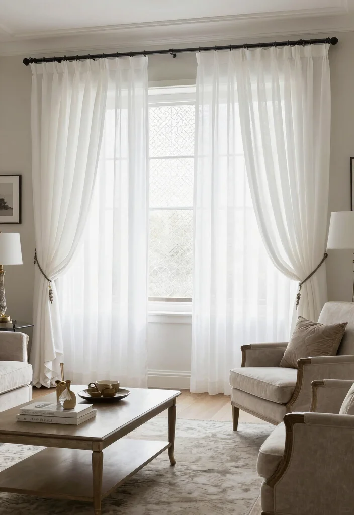 18 Blinds With Curtains Ideas That Layer Beautifully - 15. Classic White Curtains with Decorative Blinds 1