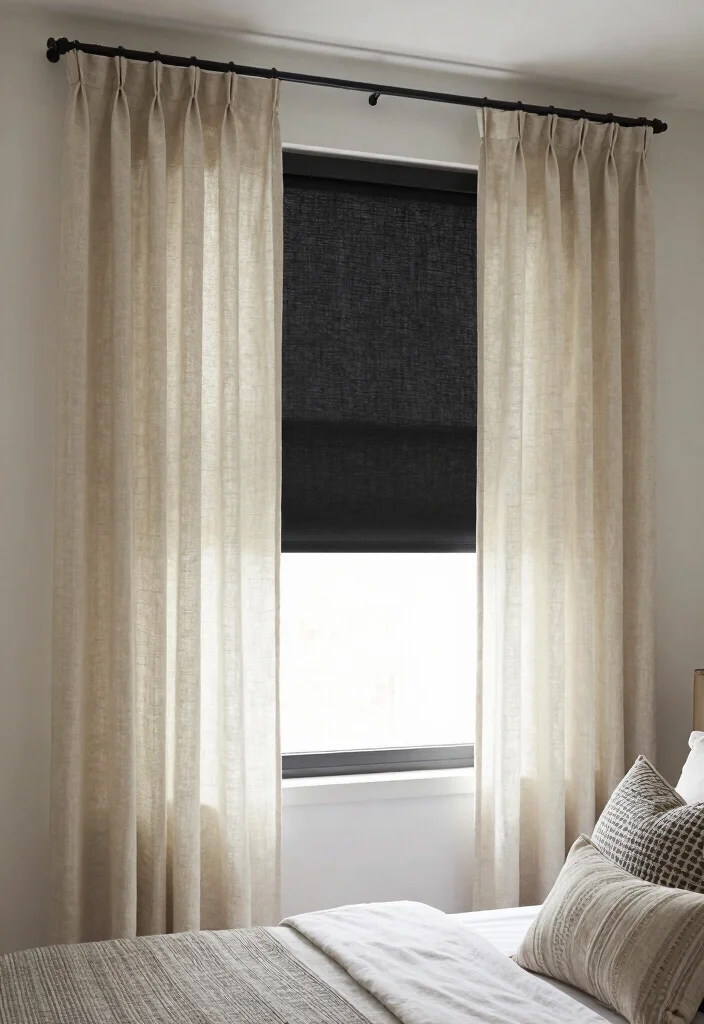 18 Blinds With Curtains Ideas That Layer Beautifully - 2. Linen Curtains with Blackout Blinds 1