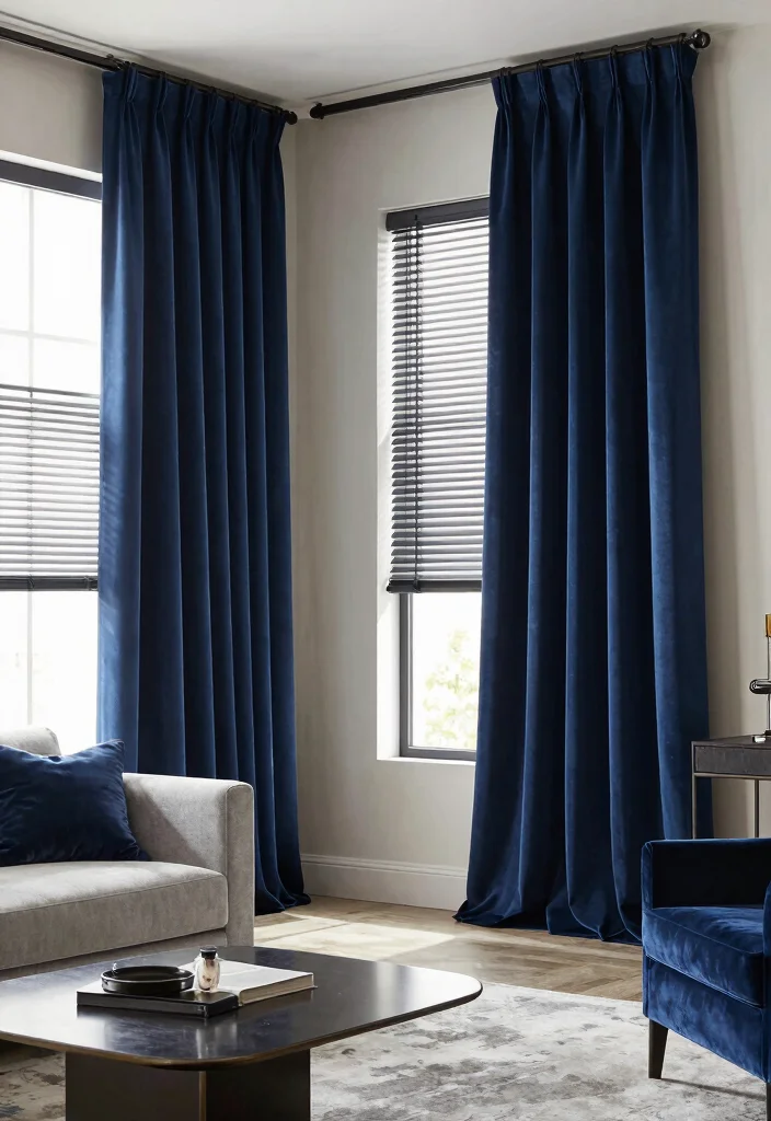 18 Blinds With Curtains Ideas That Layer Beautifully - 3. Faux Silk Curtains with Venetian Blinds 1