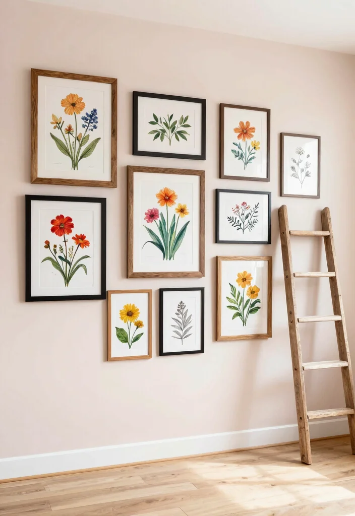 18 Floral Wall Decor Ideas That Add Romantic Touch - 1. Botanical Prints in Gallery Frames 1