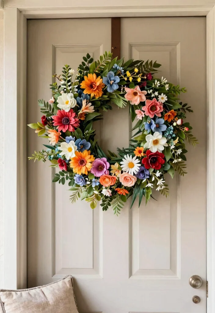 18 Floral Wall Decor Ideas That Add Romantic Touch - 13. Floral Wreaths for Seasonal Decor 1