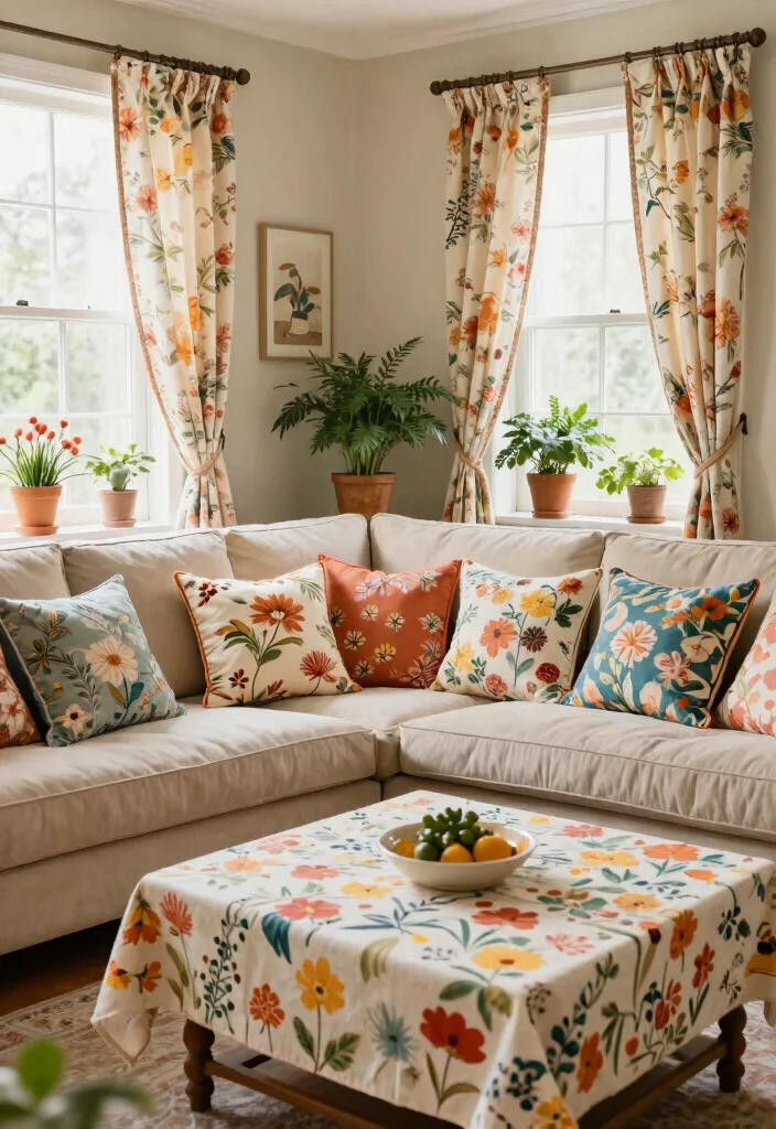 18 Floral Wall Decor Ideas That Add Romantic Touch - 18. Flower Motif on Textiles 1