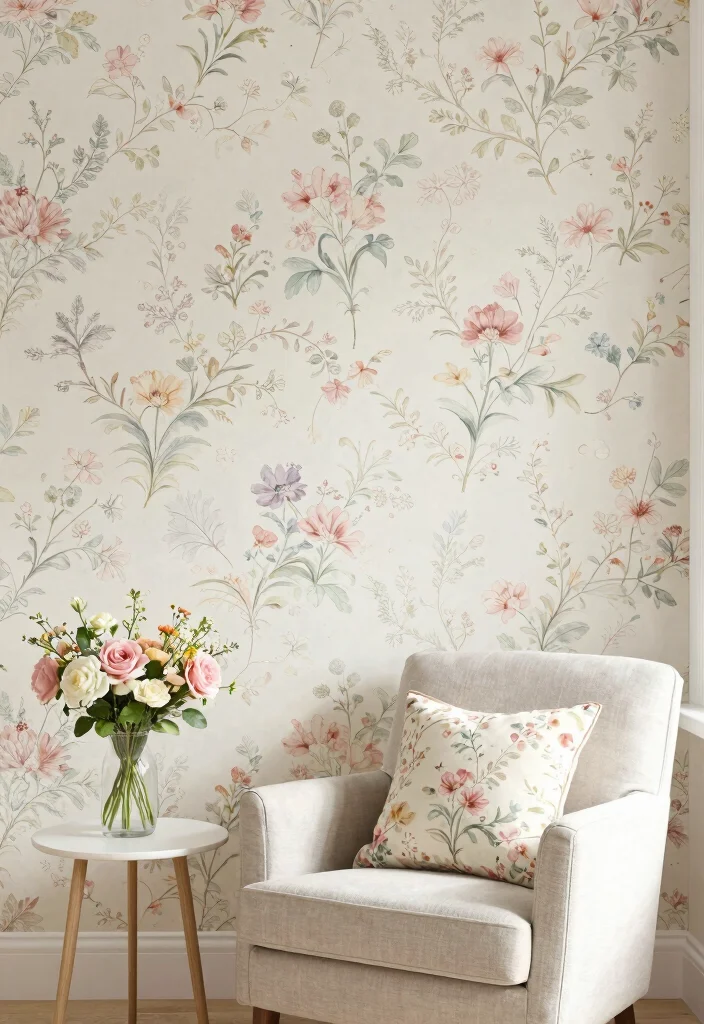 18 Floral Wall Decor Ideas That Add Romantic Touch - 4. Flower-Printed Wallpaper 1