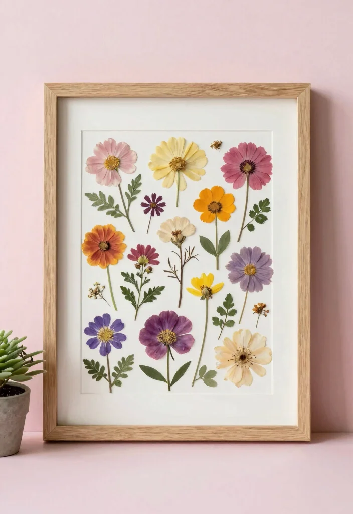 18 Floral Wall Decor Ideas That Add Romantic Touch - 5. Pressed Flower Art 1