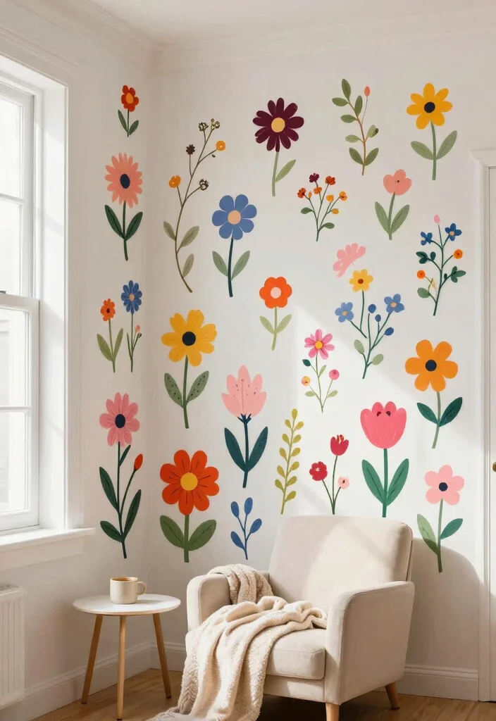 18 Floral Wall Decor Ideas That Add Romantic Touch - 6. Floral Decals for Quick Makeovers 1