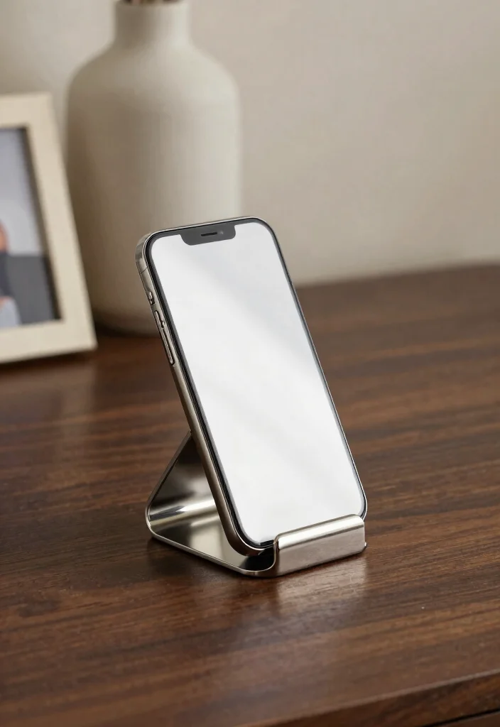 18 Phone Stand Design Ideas That Look Sleek & Creative - 3. Sculptural Metal Holder 1