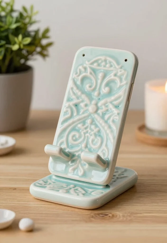 18 Phone Stand Design Ideas That Look Sleek & Creative - 5. Ceramic Phone Stand 1