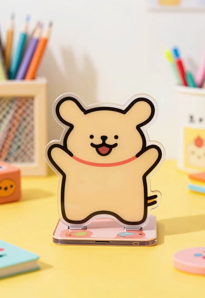 18 Phone Stand Design Ideas That Look Sleek & Creative - 7. Playful Acrylic Designs 1