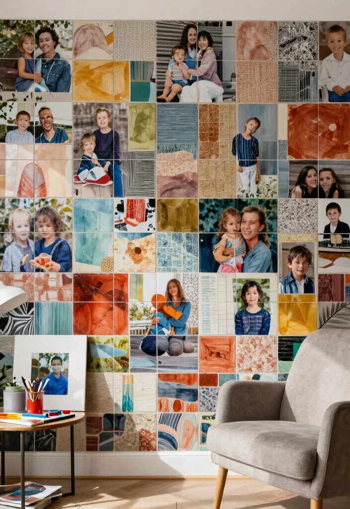 18 Photo Tiles Wall Decor Ideas That Create a Personal Gallery - 15. Artistic Tile Compositions 1