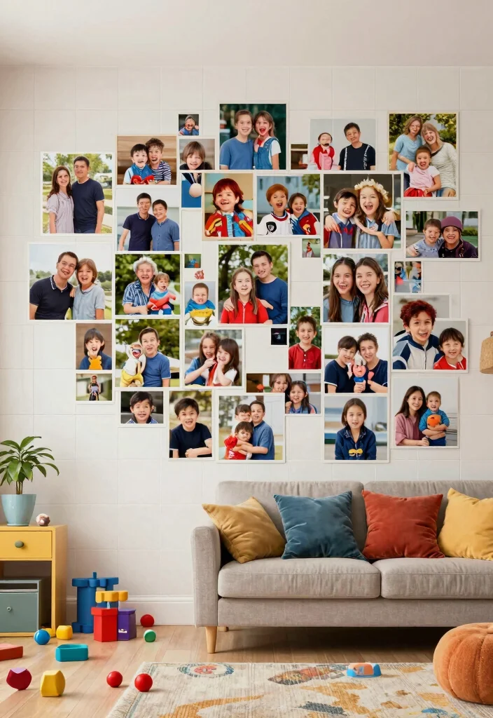 18 Photo Tiles Wall Decor Ideas That Create a Personal Gallery - 7. Picture-Perfect Moments Collage 1